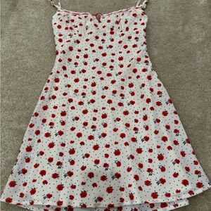 Floral Red and White Summer Dress
